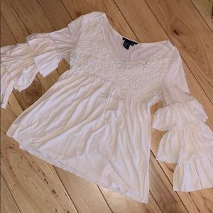 Boho Chic Ruffle & Lace Top